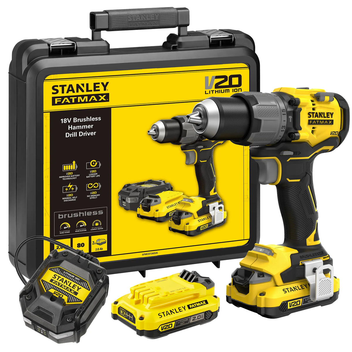 Trapano battente Stanley SFMCD726D2T-QW 18V 2Ah
