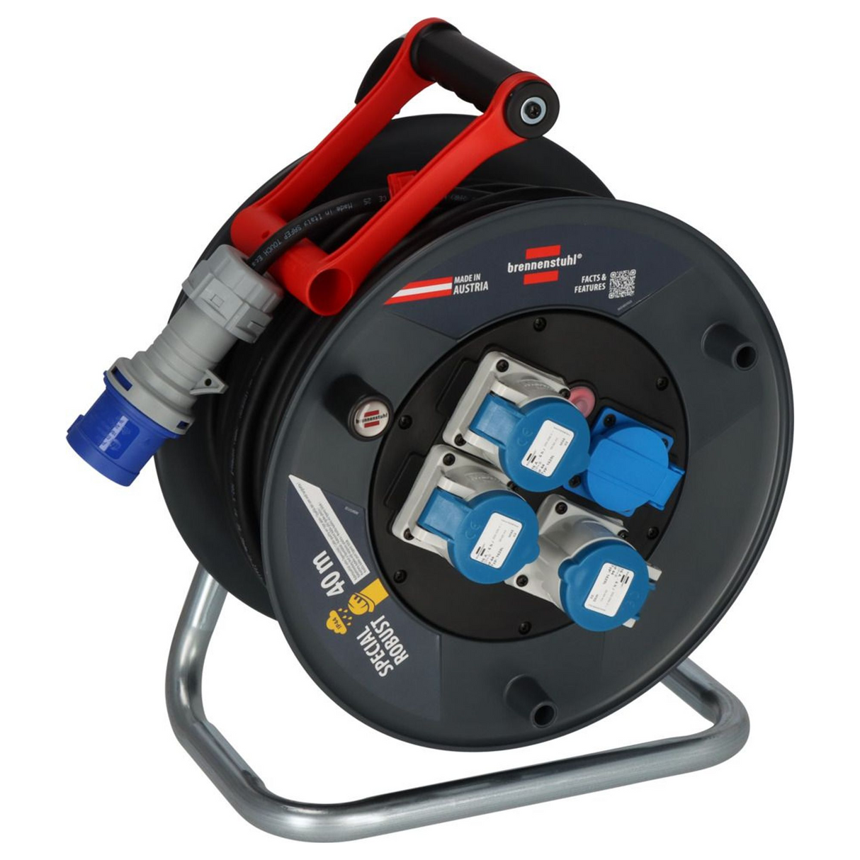9232416030 - Brennenstuhl ST 320 IP44 Cable Reel 40m 3x CEE 230V/16A