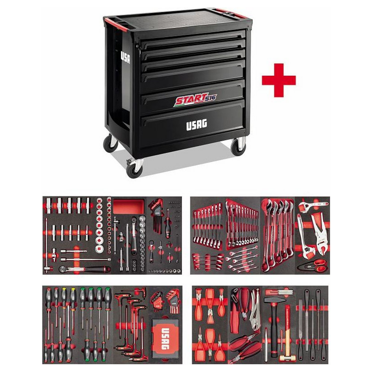 U05161632 - Carrello START XL USAG 516 STXL6NMM con Assortimento Manutenzione 302 pz