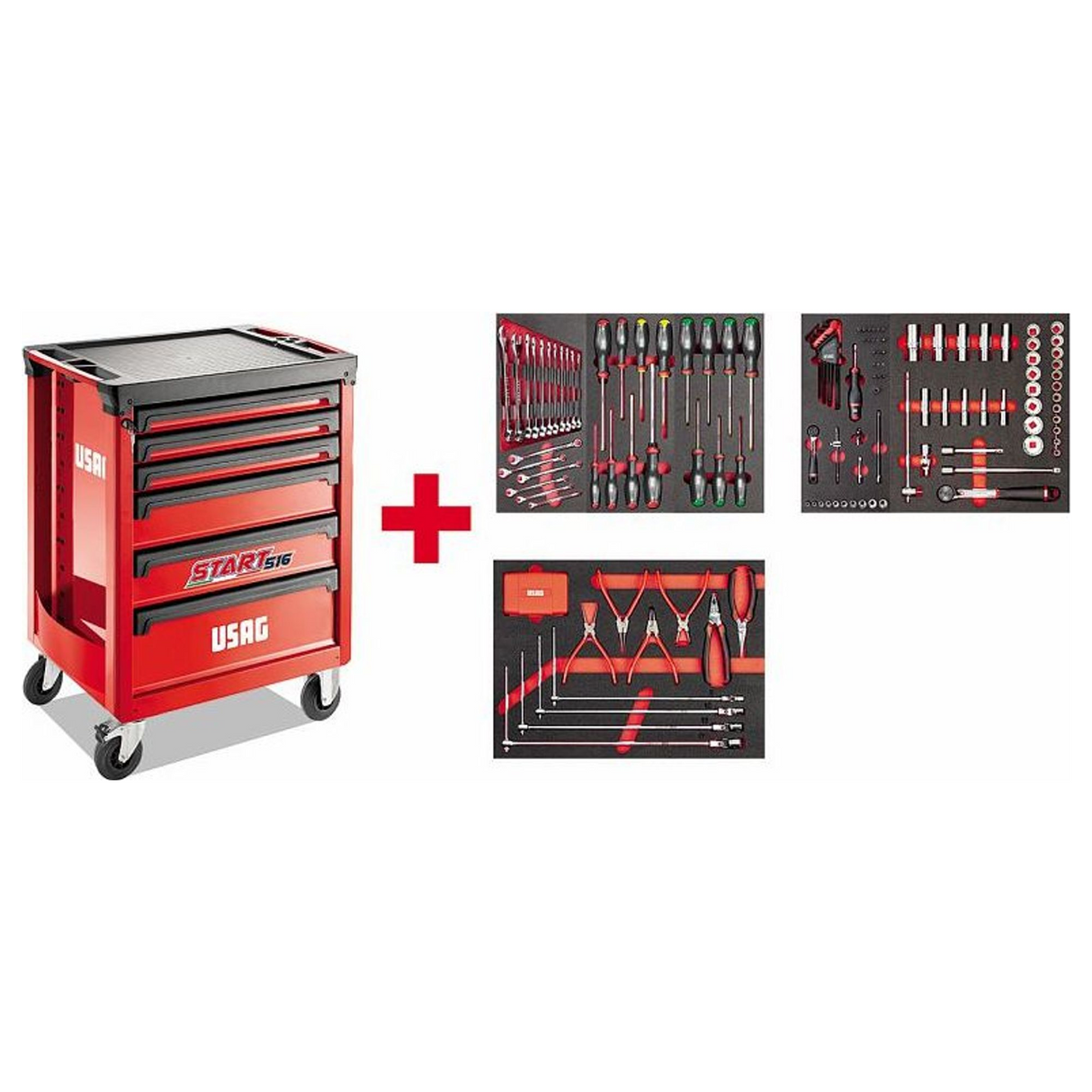 Carrello START Usag 516 ST6MA con Assortimento Autoriparazione 155 pz