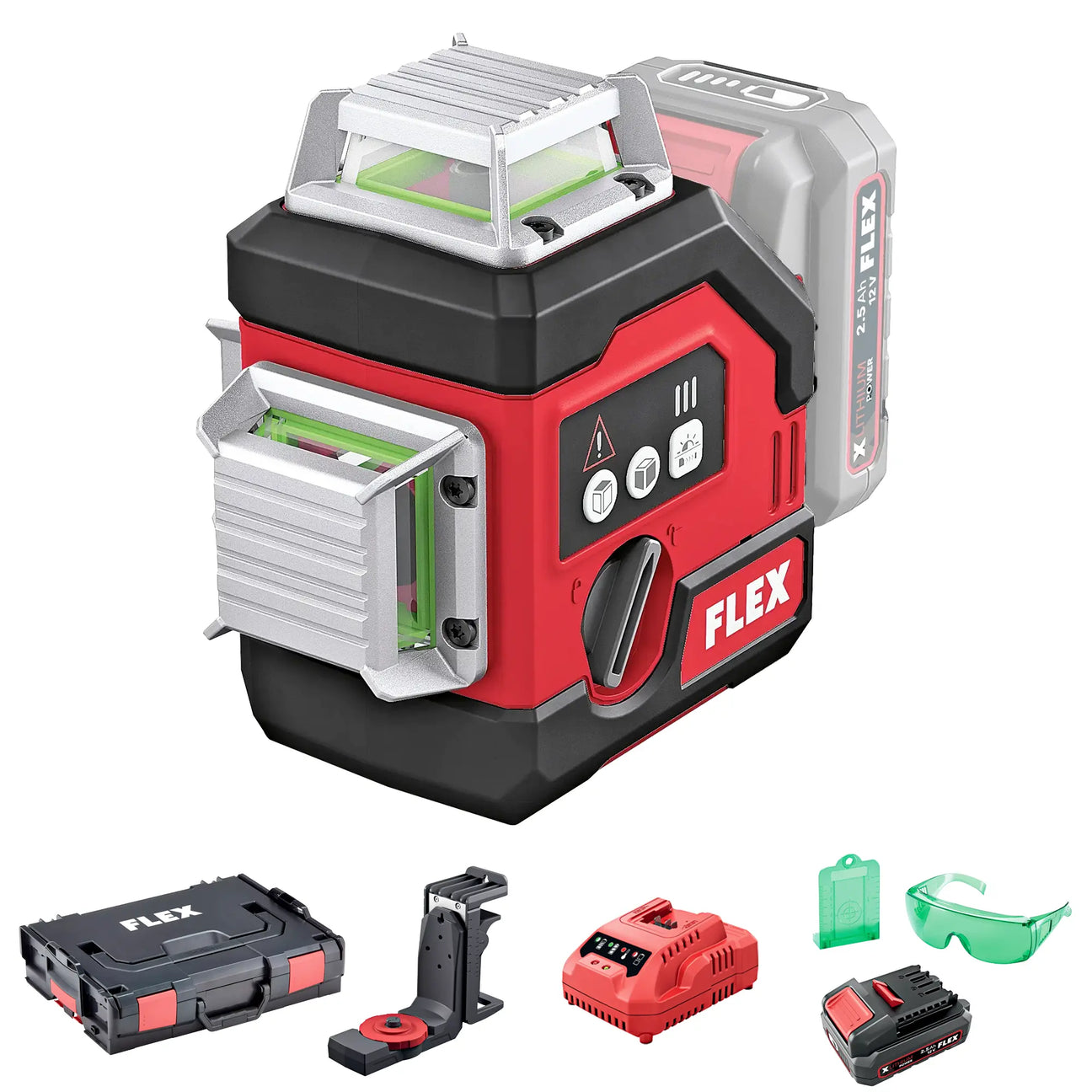 Laser a croce Flex ALC 3/360-G/R 12 Set 12V 2.5Ah
