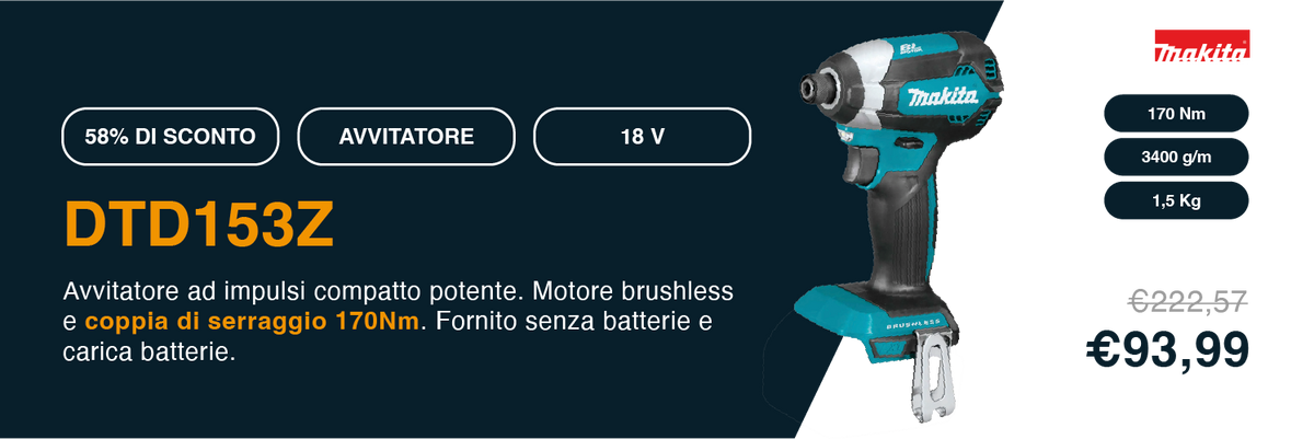Avvitatore a impulsi Makita DTD153ZJ 18V