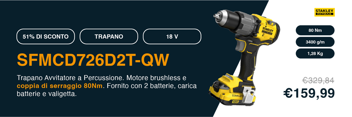 Trapano battente Stanley SFMCD726D2T-QW 18V 2Ah