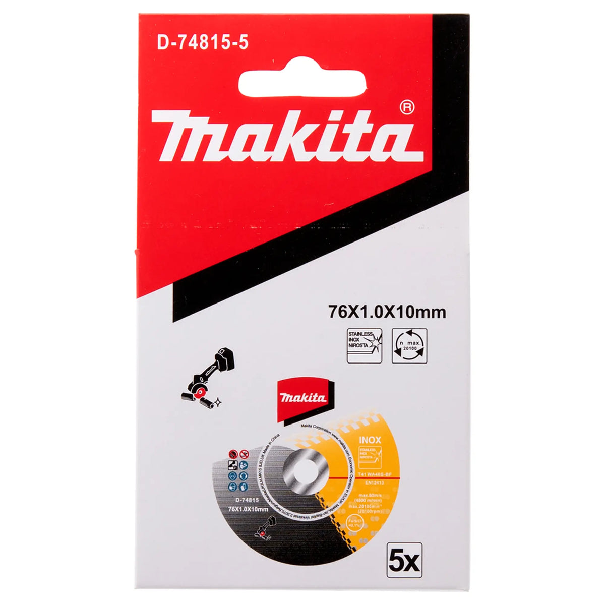 Disco da taglio sottile abrasivo Makita D-74815-5 76mm 5pz