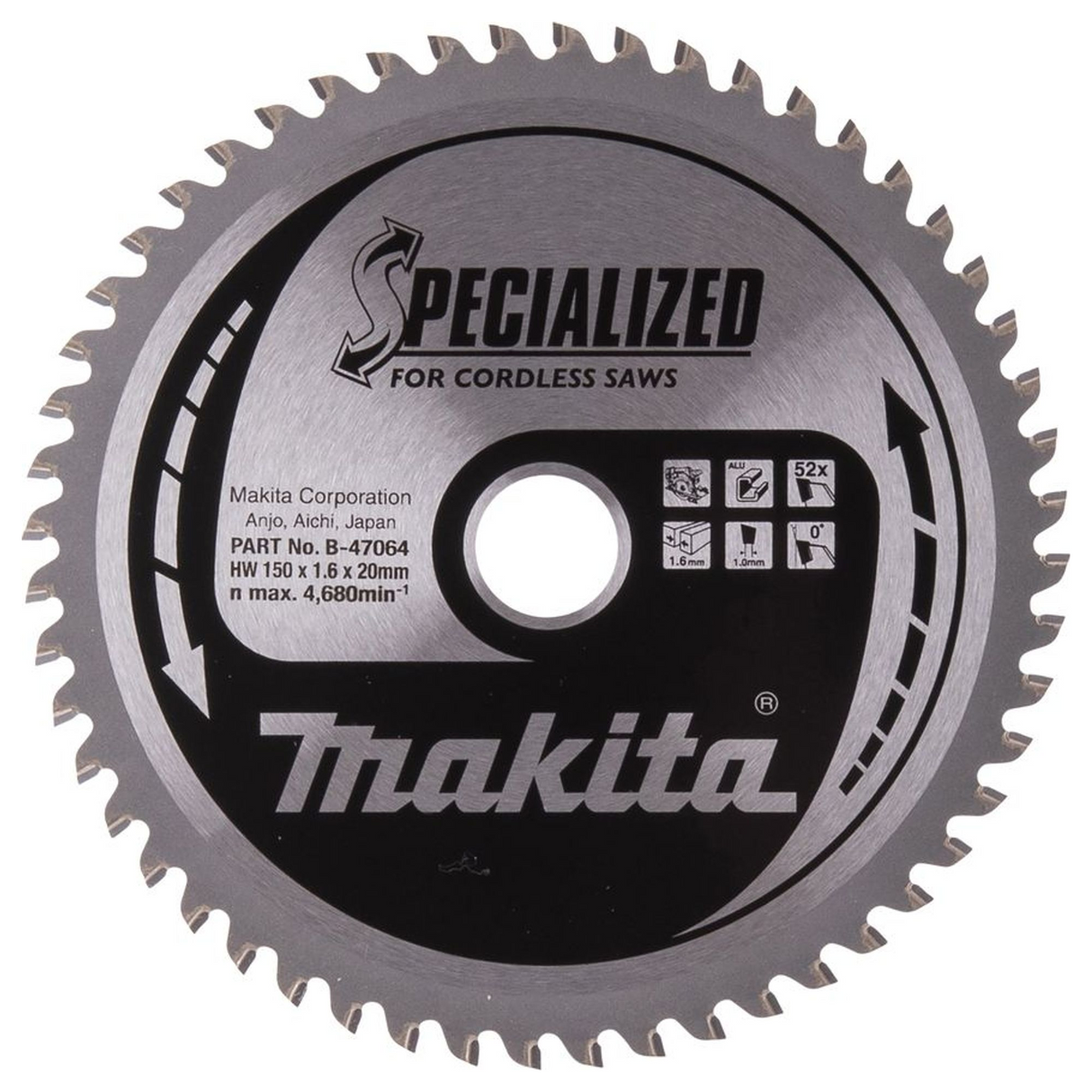 B-47064 - Lama Sega Circolare Makita B-47064 150mm 52T Alluminio - Immagine 2