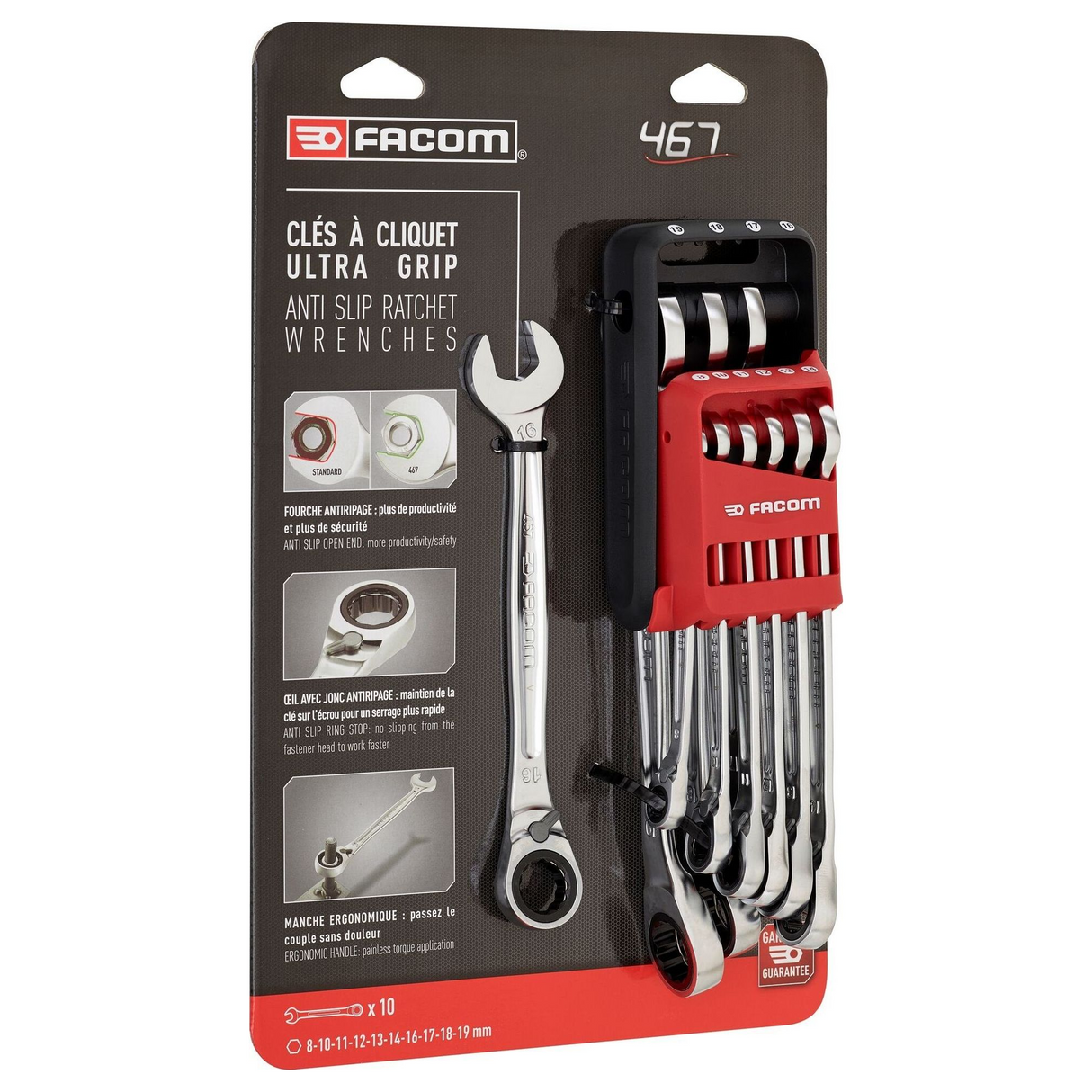 467B.JP10PB - Facom 467B.JP10PB 10-Piece Reversible Ratchet Wrench Set - Image 2