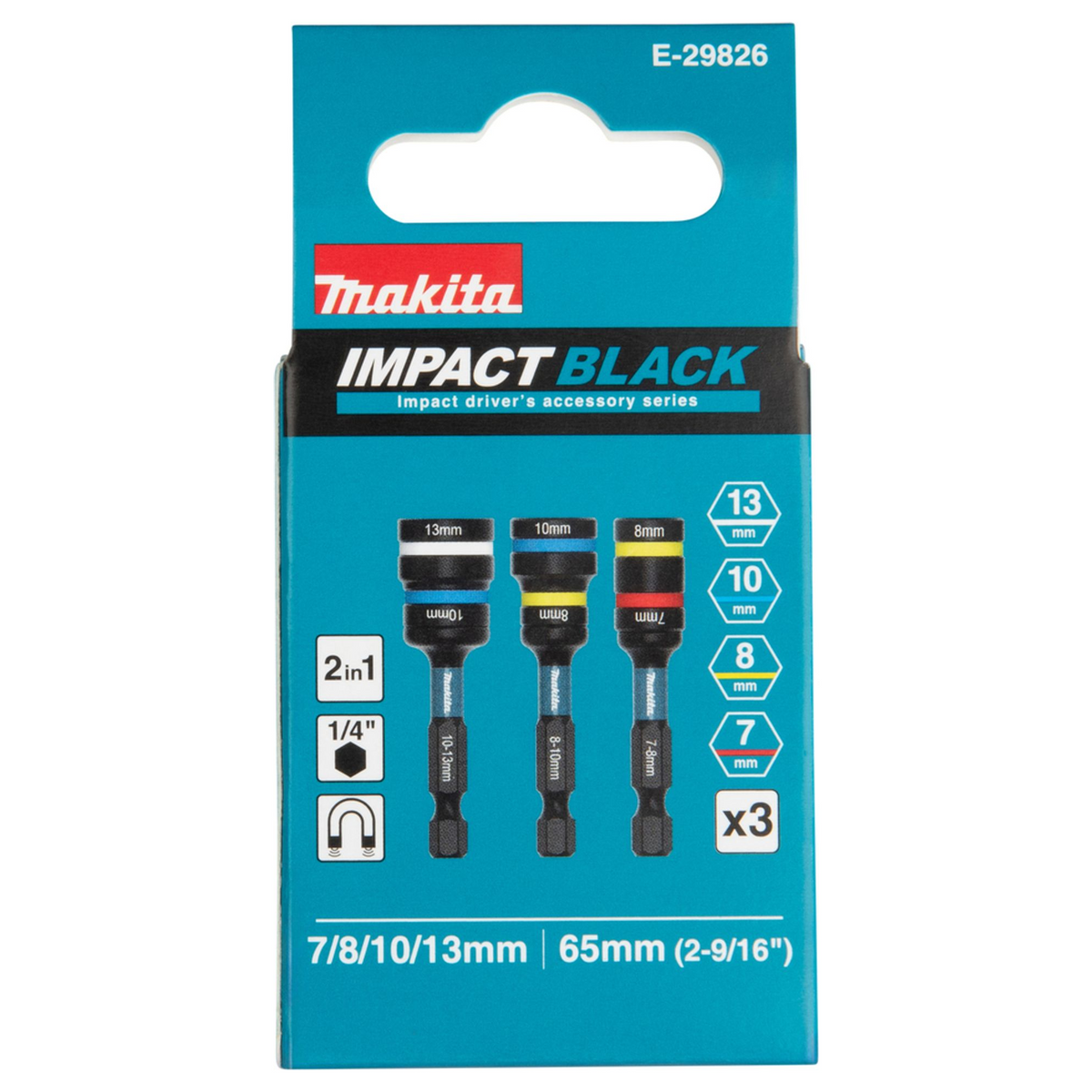E-29826 - Impact Black 2 in 1 Socket Set Makita E-29826 3pcs 1/4" Hex Shank - Image 3