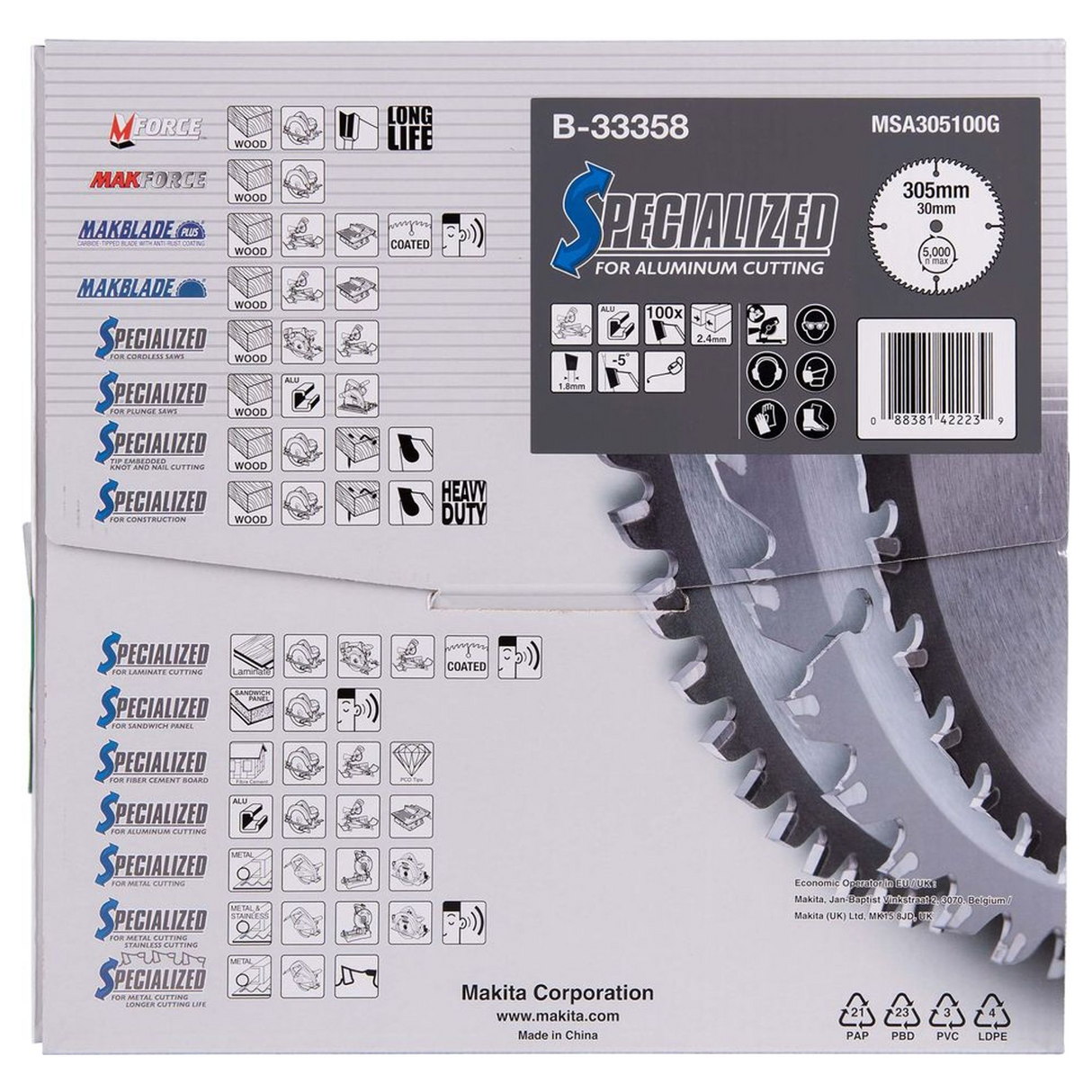 B-33358 - Specialized TCT blade Makita B-33358 305x30mm 100T Aluminum - Image 5