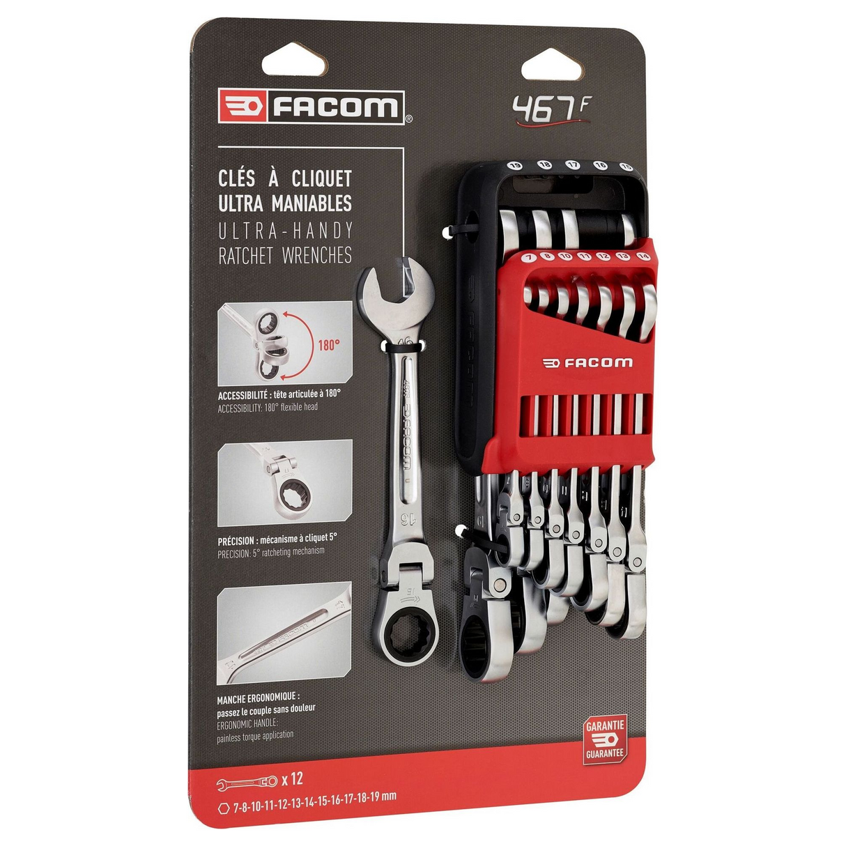 467BF.JP12PB - Ratchet Wrench Set Flex Head Facom 467BF 12 pieces - Image 2