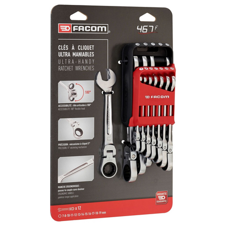 Set Chiavi a Cricchetto Flex Head Facom 467BF 12 pezzi