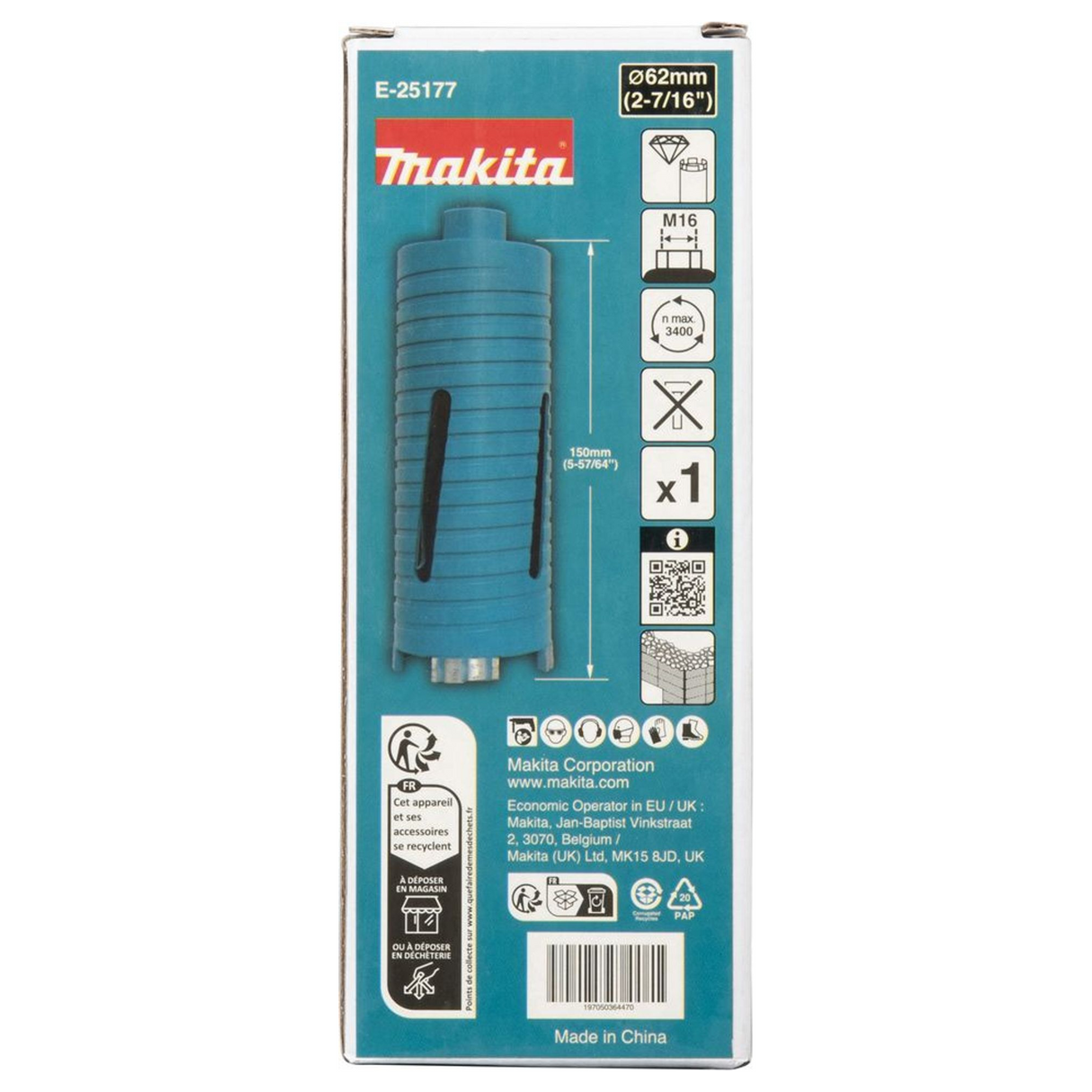 E-25177 - Corona Diamantata Makita E-25177 62mm M16 a Secco - Immagine 5