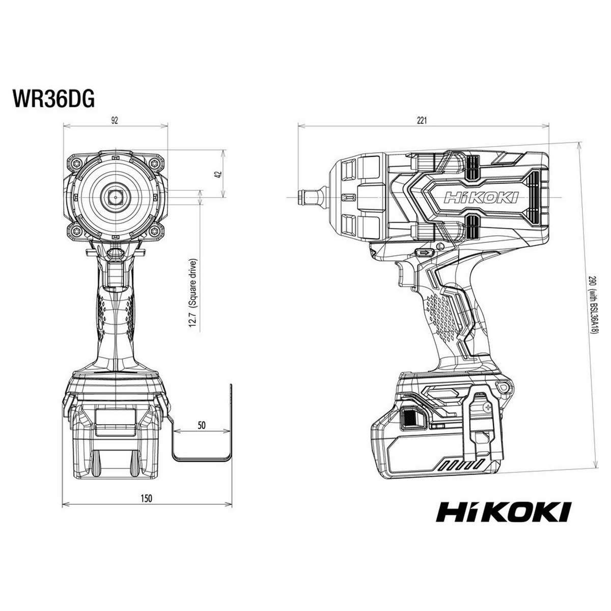 WR36DGW2Z - HiKOKI WR36DGW2Z 36V Impact Wrench - Image 8