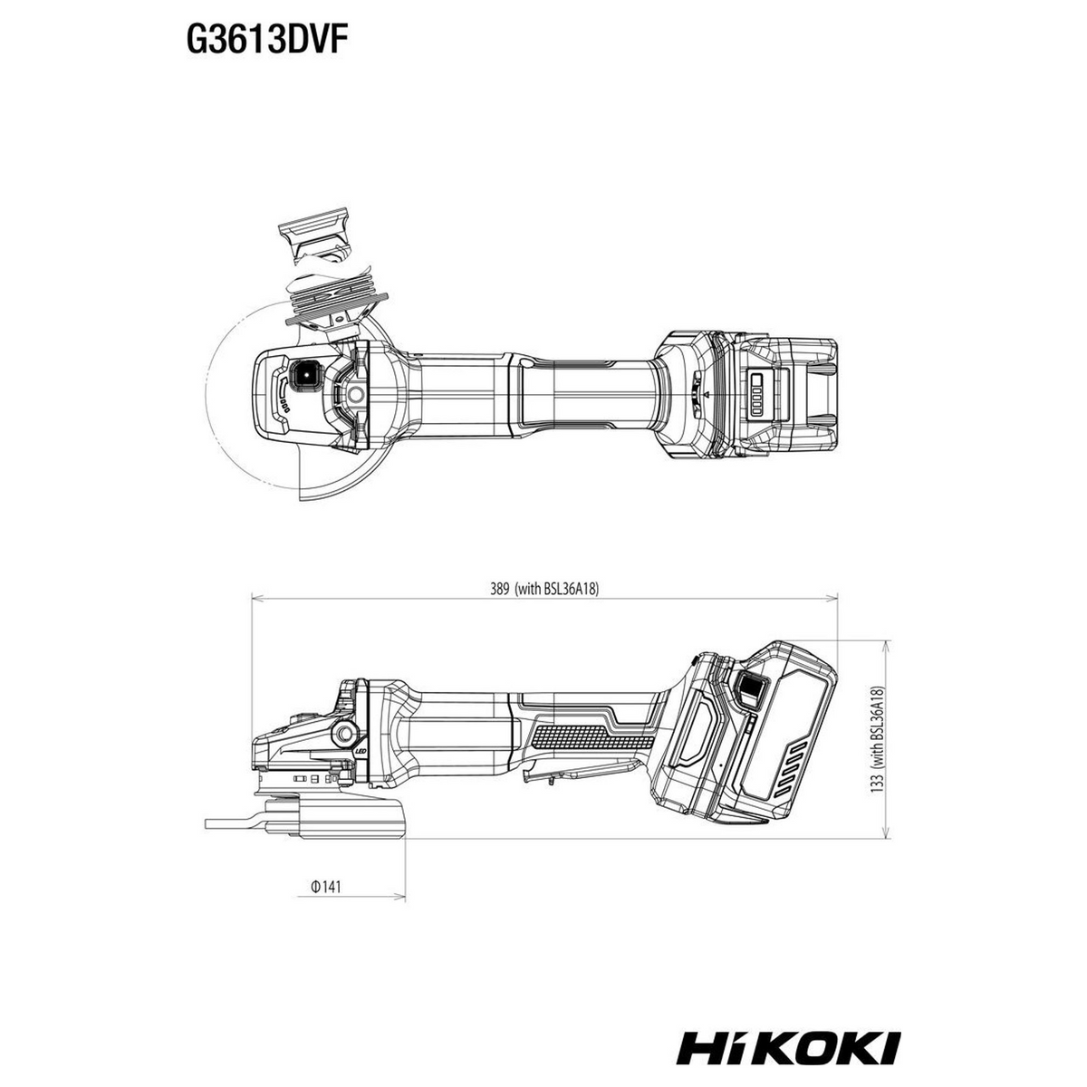 G3613DVFW2Z - HiKOKI G3613DVFW2Z 36V 125mm Angle Grinder - Image 12