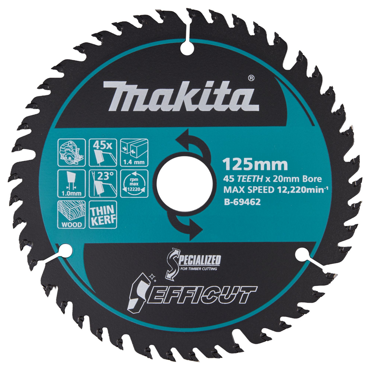 B-69462 - Efficut TCT Blade Makita B-69462 125x20mm 45 Teeth - Image 2