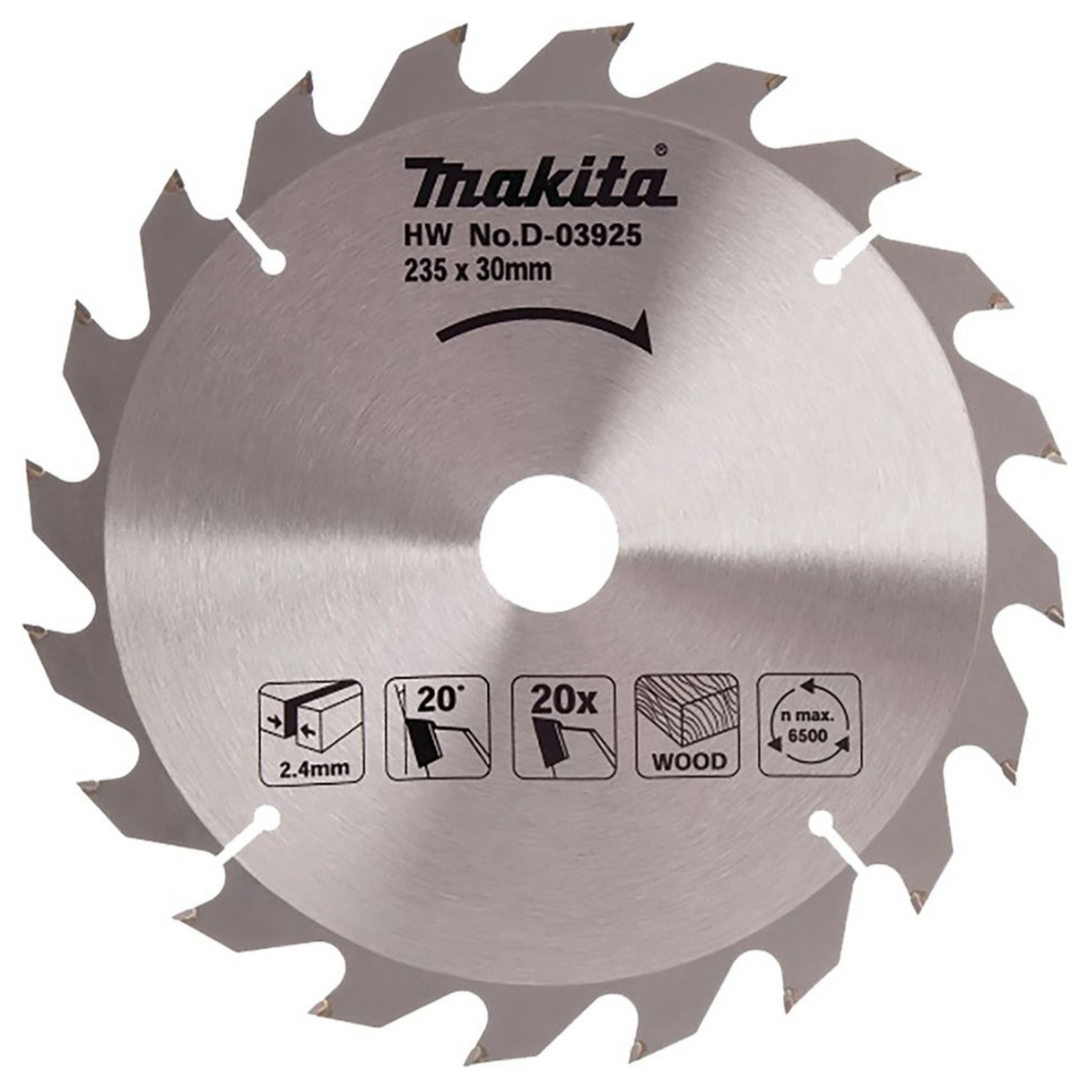 D-03925 - Standard TCT Blade Makita D-03925 235x30mm 20T - Image 2