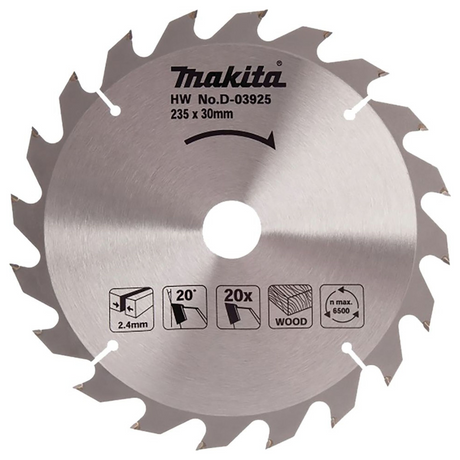D-03925 - Standard TCT Blade Makita D-03925 235x30mm 20T - Image 2