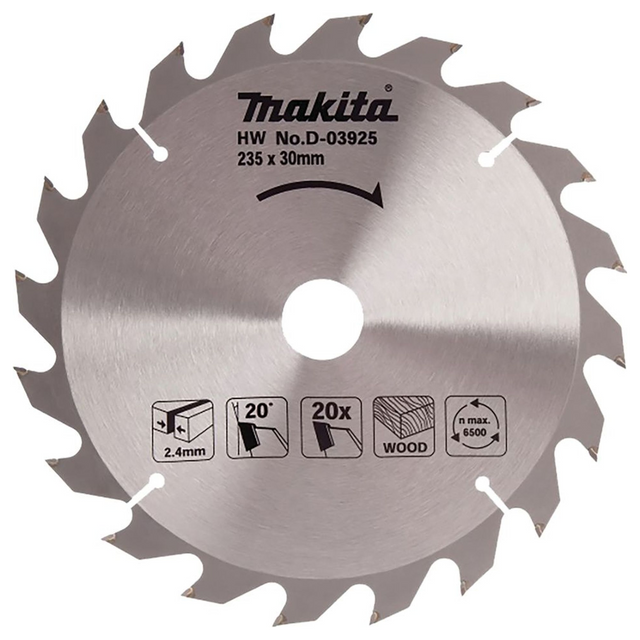 D-03925 - Standard TCT Blade Makita D-03925 235x30mm 20T - Image 2
