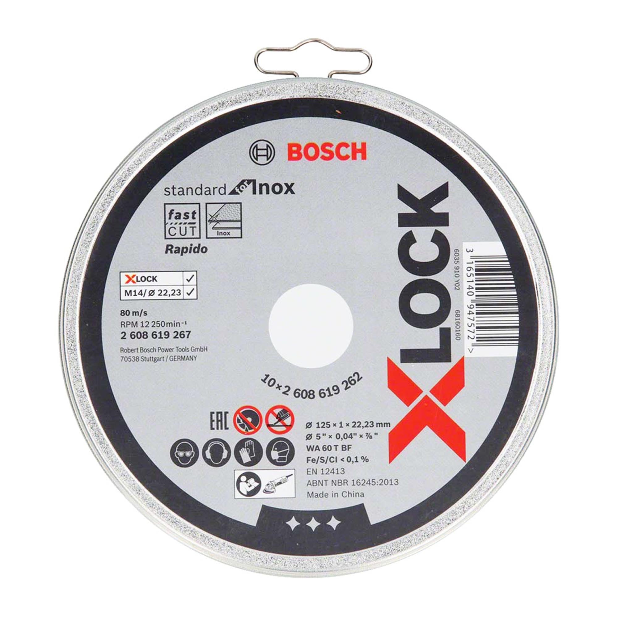 Disco Inox 125mm Bosch X-LOCK 10pz